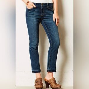 Current/Elliott The Cropped Straight Mid Rise Medium Wash Stretch Jean Sz 31